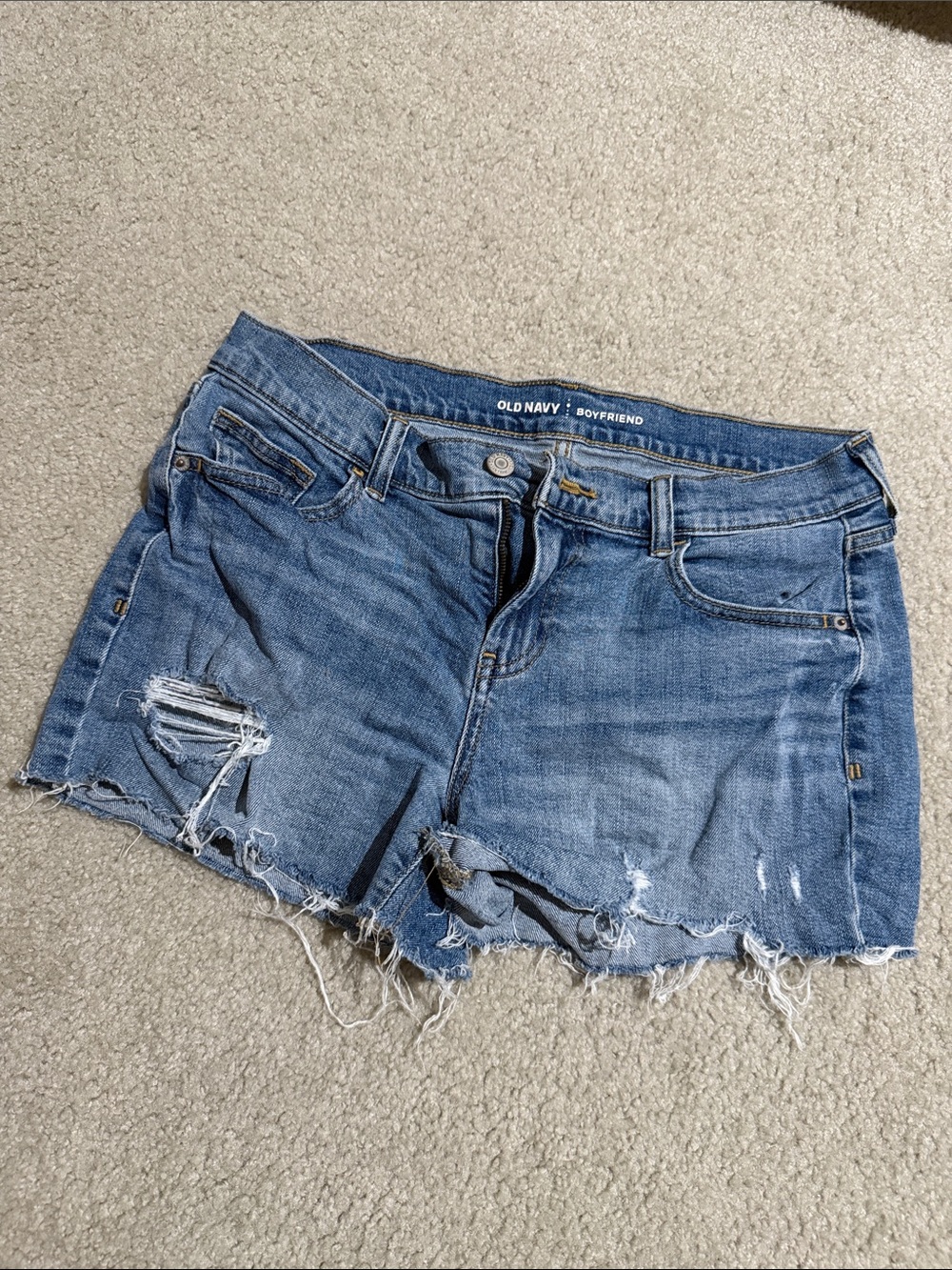 Old Navy Distressed Boyfriend Denim Shorts - Medium Blue